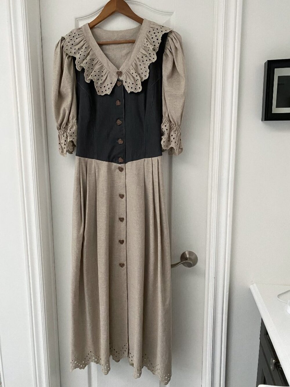 Made in Germany Vintage Linen Blend Folk Dress Ren Faire Gothic Halloween
